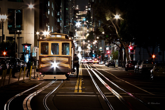 Cable Car in California St - San Francisco - Night Photography